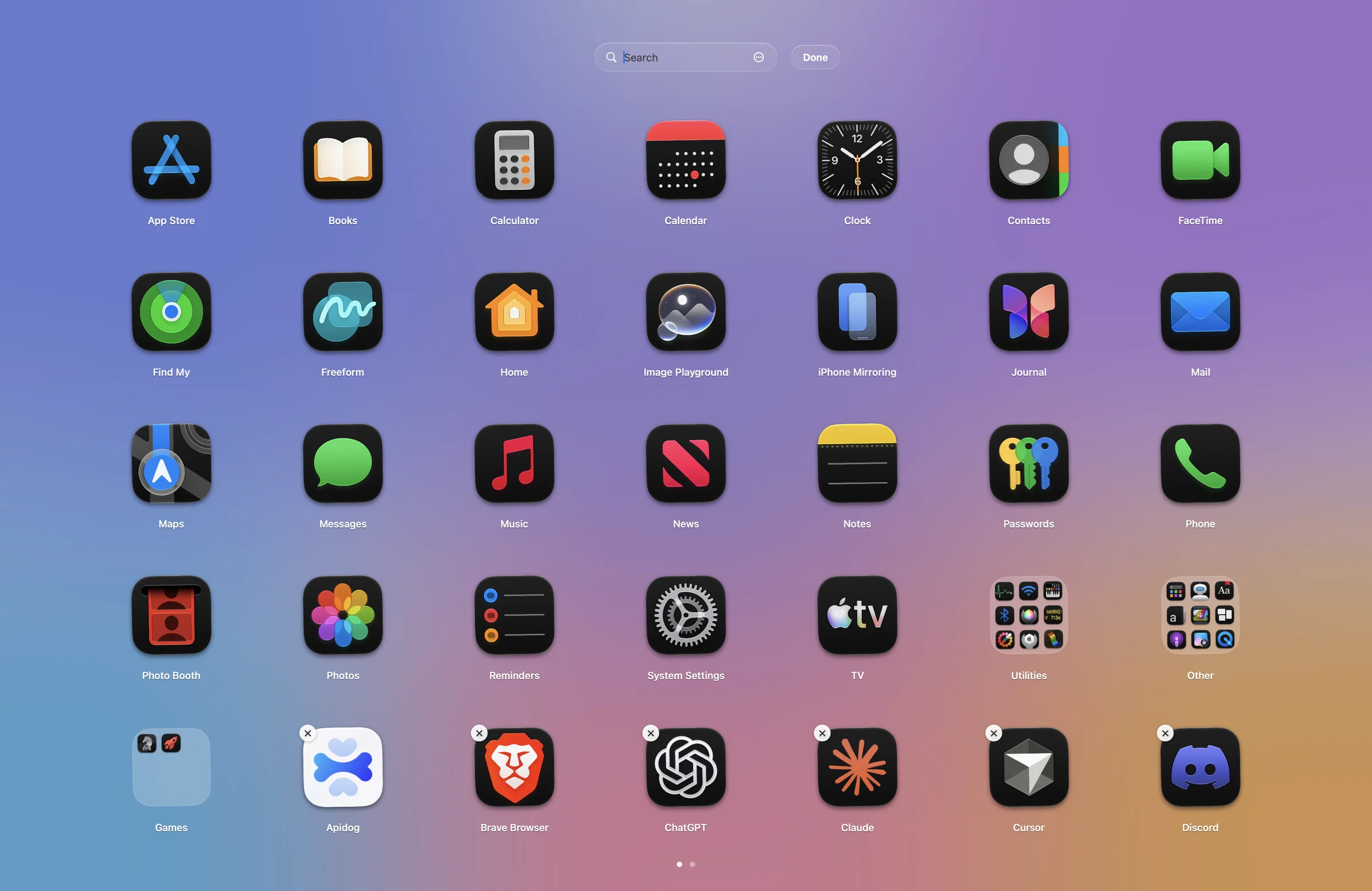 Halo Launch in edit mode, with icons jiggling and delete buttons